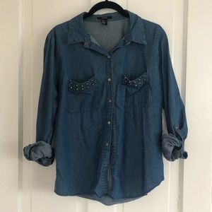 3/$36 Denim Shirt w/Gold studded accents
